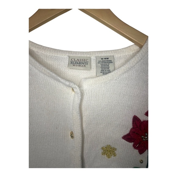 Vtg Poinsettia Christmas Sweater 16-18W Holiday - Picture 2 of 4